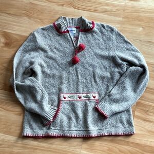 Vintage Winter Breckenridge Women's Gray Pullover w Red Accents, Sz. Petite L